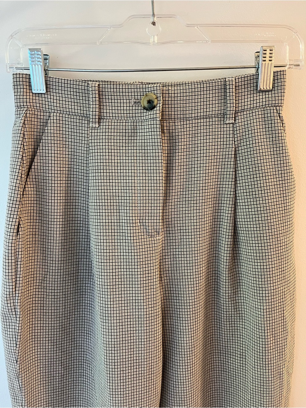 Little Moon by Aritzia High Rise Pleated Check Trousers Cropped Size 2